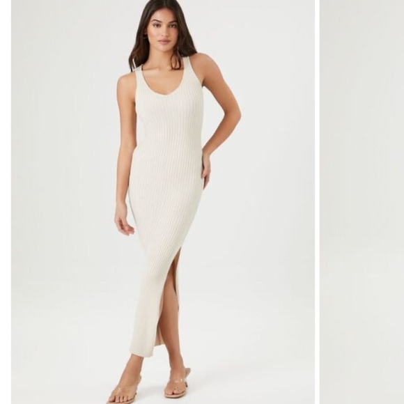 Forever 21 Tan Ribbed Sleeveless Bodycon Midi Dress - Picture 1 of 9